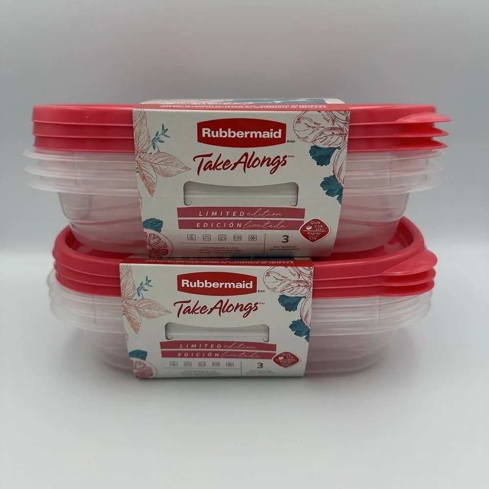 Rubbermaid Take Alongs Limited Edition Pink Lids 4 Cup Storage Container Set X 2